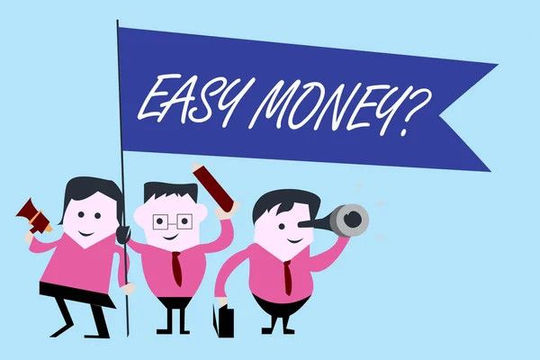 Schrijven van notitie weergegeven: Easy Money vraag. Zakelijke foto presentatie van inkomsten gemakkelijk vooral op een oneerlijke manier — Stockfoto