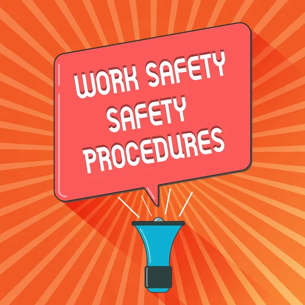 Conceptual hand writing showing Work Safety Safety Procedures. Business photo showcasing methods to minimize Risk and Accidents — Stock Photo, Image