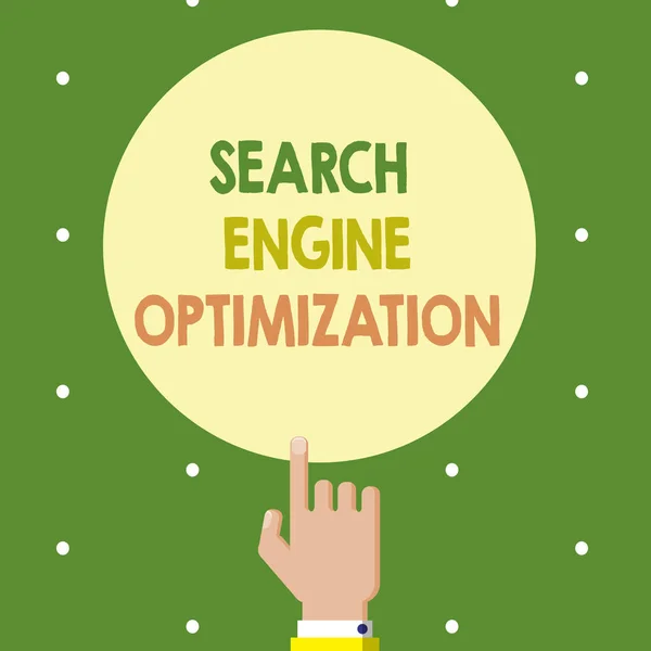 Tekst teken weergegeven: Search Engine Optimization. Conceptuele foto maximaliseren van het aantal ofwebsite bezoekers — Stockfoto