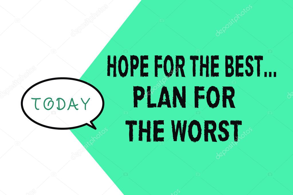 Word writing text Hope For The Best...Plan For The Worst. Business concept for Disaster preparedness Keeping Safe