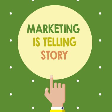 Pazarlama olduğunu hikaye gösterilen metin işareti. Kavramsal fotoğraf marka ürün veya hizmet içine nefes hayat