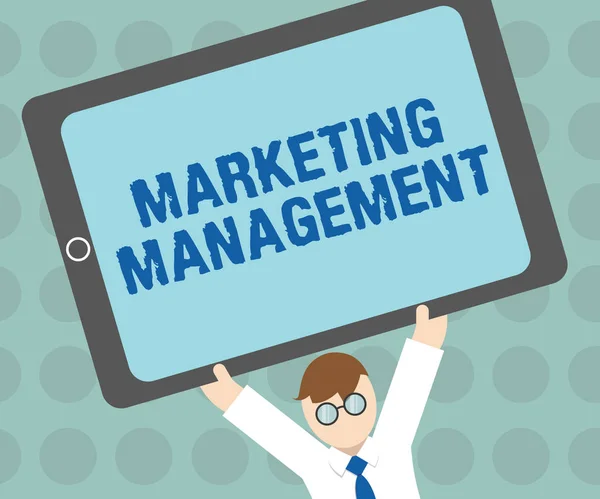 Εννοιολογική γραφή χέρι δείχνει Marketing Management. Business photo text Ανάπτυξη διαφήμισης Προώθηση ενός νέου προϊόντος ή υπηρεσίας — Φωτογραφία Αρχείου