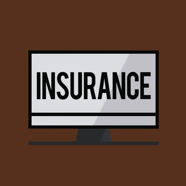 Conceptual hand writing showing Insurance. Business photo showcasing arrangement company or state to guarantee for specified loss — Stock Photo, Image