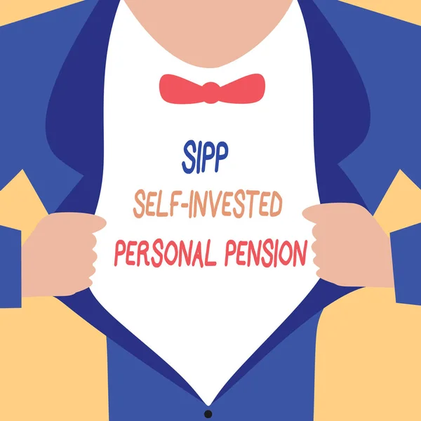 Написання тексту почерком "Sipp Self Invested Personal Pension". Концепція значення Підготовка майбутнього Зберегти під час молодого — стокове фото