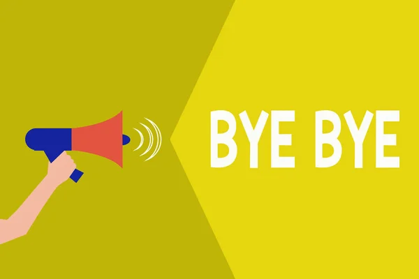 Handskrift text Bye Bye. Begreppet menande hälsning för lämnar farväl se du snart Separation salute — Stockfoto