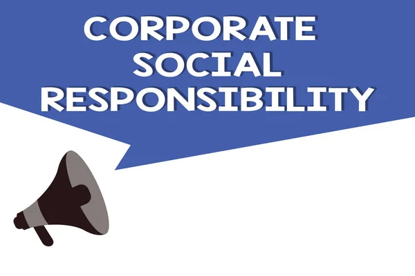 Rukopis textu sociální odpovědnosti podniků. Pojetí znamená vnitřní firemní politika a etika strategie — Stock fotografie