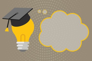 Düz tasarım iş vektör çizim boş şablon esp izole Minimalist grafik düzeni şablonu reklam 3d mezuniyet Cap düşünme dinlenme ampul boş bulut Bubble düşünce ile için