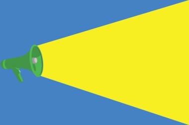 Düz tasarım iş vektör illüstrasyon kavramı boş şablon kopya alanı metin reklam Web sitesi için esp 3d izometrik noktalı resim megafon hoparlör ses kapasitesini genişletmek ses gücü düzeyi ile izole.