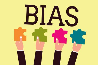 Önyargı gösterilen Not yazma. Şunun için ve haksız olmak bir şey kabul karşı önyargı vitrine iş fotoğraf