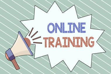 Çevrimiçi Eğitimi gösteren bir not yazıyorum. İş fotoğrafı sergisi. Eğitim programını elektronik araçlardan alın.