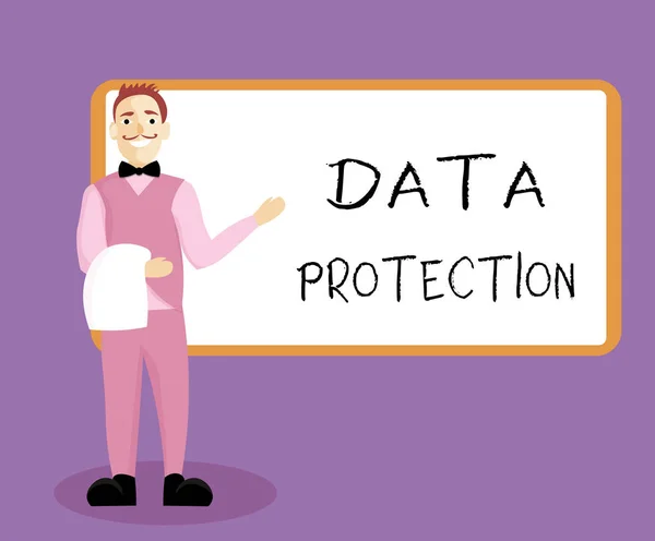 Írásbeli Megjegyzés mutatja az adatvédelem. Üzleti fénykép bemutató védelme IP-címek és a személyes adatokat az ártalmas szoftverektől — Stock Fotó