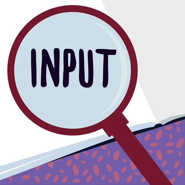 Escrevendo nota mostrando Input. Foto de negócios local de exibição onde o dispositivo através de energia ou informações entra no sistema — Fotografia de Stock