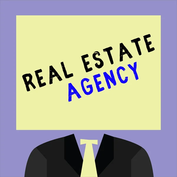 Handwriting text writing Real Estate Agency. Concept meaning Business Entity Arrange Sell Rent Lease Manage Properties