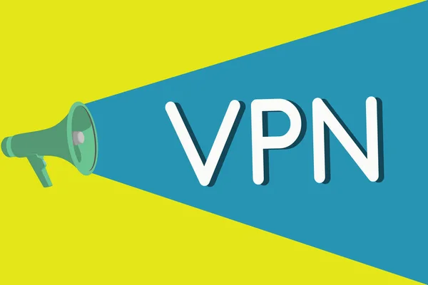 手写文本 Vpn. 概念含义通过配置的服务器重定向到 Internet 的连接 — 图库照片