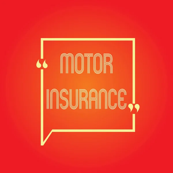 Conceptual hand writing showing Motor Insurance. Business photo text Provides financial compensation to cover any injuries — Stock Photo, Image