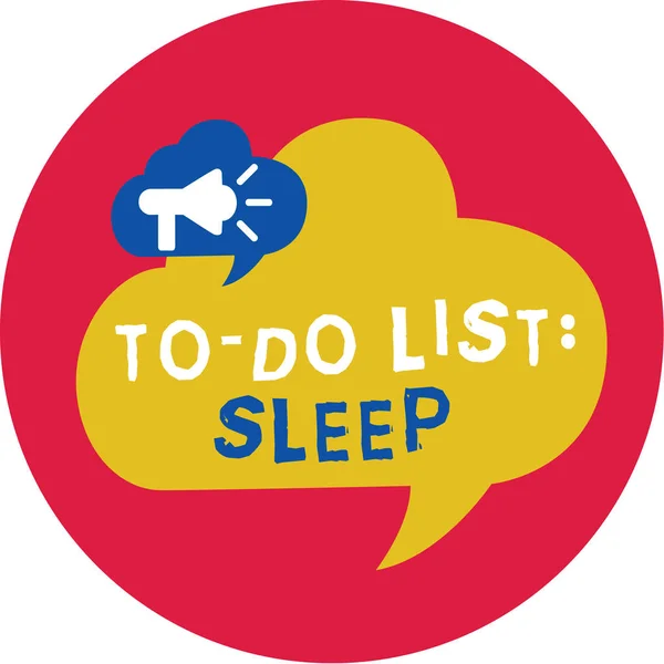 Escrevendo nota mostrando To Do List Sleep. Foto de negócios mostrando Coisas a serem feitas Objeto prioritário é descansar — Fotografia de Stock