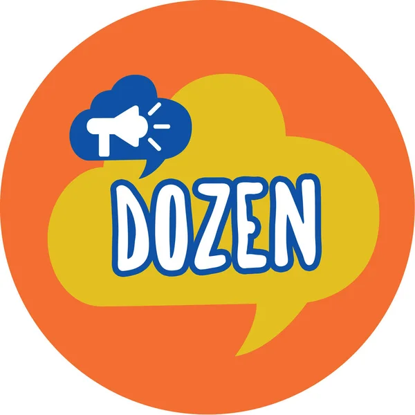 Escritura a mano conceptual que muestra a Dozen. Grupo de texto de fotos de negocios o conjunto de doce productos de intercambio de alimentos de insultos en nosotros —  Fotos de Stock