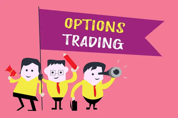 Pisanie notatki przedstawiającej Options Trading. Prezentacja zdjęć biznesowych Różne opcje, aby towary lub usługi rozsiane na całym świecie — Zdjęcie stockowe