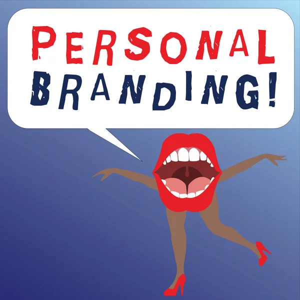Nota di scrittura che mostra Personal Branding. Business photo showcase Pratica di Persone Marketing se stessi Immagine come Marche — Foto Stock