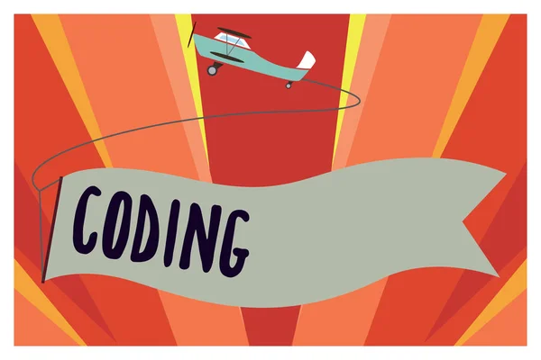 Konceptuella hand skriva visar kodning. Företag foto skylta tilldela koden till något för klassificering identifiering — Stockfoto