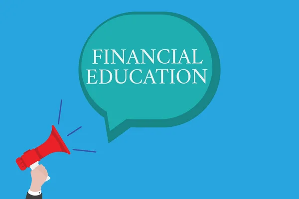 Escritura manual conceptual que muestra Educación Financiera. Texto de la foto comercial Comprensión de áreas monetarias como Finanzas e Inversión —  Fotos de Stock