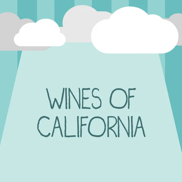 Texto de escritura de palabras Wines Of California. Concepto de negocio para los mejores enólogos en los EE.UU. Bebida de calidad de exportación — Foto de Stock