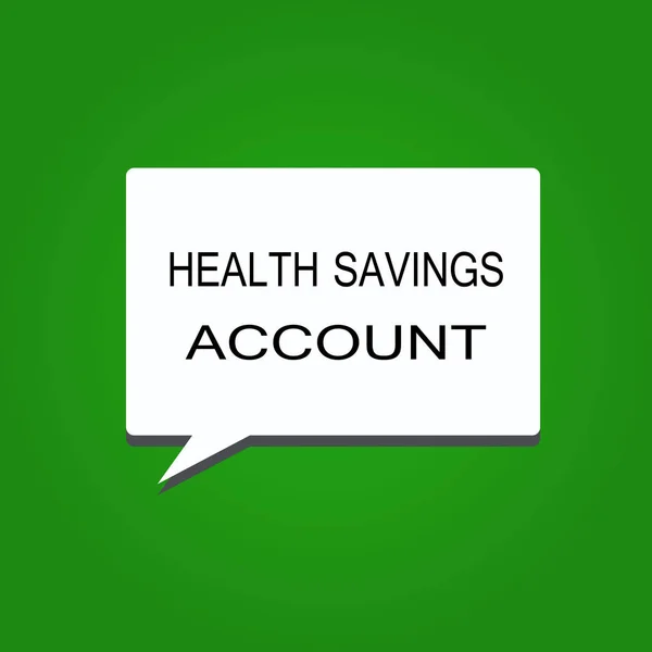 Nota escrita que muestra la Cuenta de Ahorro de Salud. Foto comercial que muestra a los usuarios con póliza de seguro de salud de alto deducible —  Fotos de Stock