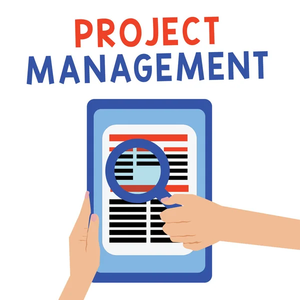 Testo calligrafico Project Management. Concetto significato Capacità di processo applicativo per raggiungere gli obiettivi e gli obiettivi — Foto Stock