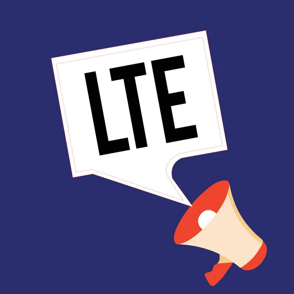 LTE gösterilen Not yazma. Bir 4 g mobil iletişim standart artırma kablosuz geniş bant hız vitrine iş fotoğraf — Stok fotoğraf