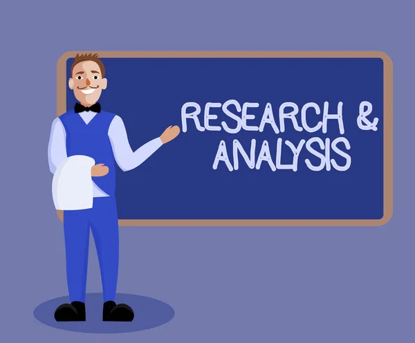 Texte d'écriture Recherche et analyse. Concept d'entreprise pour la réflexion stratégique et la prise de décisions existantes ou nouvelles — Photo