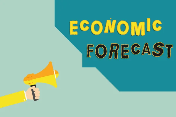 Text sign showing Economic Forecast. Conceptual photo Process of making predictions about the economy condition — Stock Photo, Image