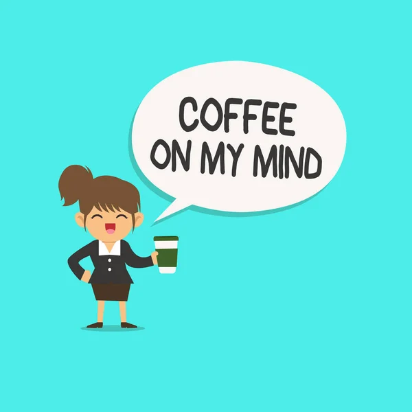 Ordet skriver text kaffe On My Mind. Affärsidé för missbruk av kaffe Starbucks tänkande av breaktime — Stockfoto