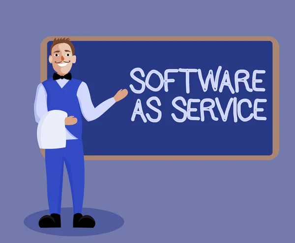 Testo di scrittura di parole Software come servizio. Concetto di business per On Demand concesso in licenza su abbonamento e ospitato centralmente — Foto Stock