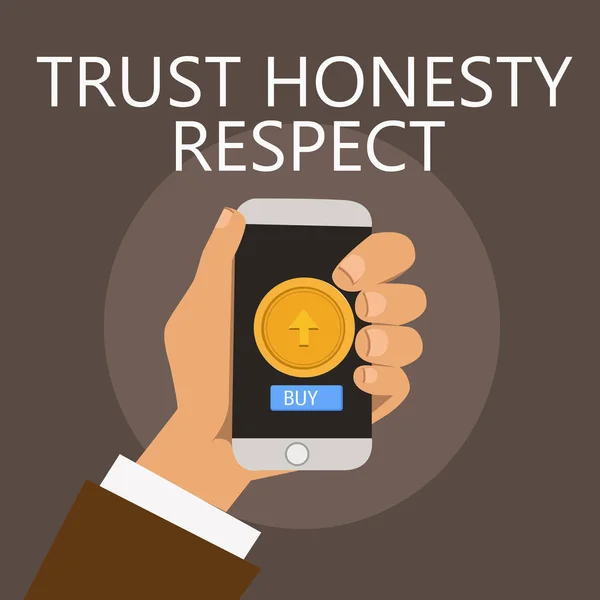 Konceptuella hand skriva lita ärlighet respekt. Företag foto skylta respektabel drag en fasett av bra moralisk karaktär — Stockfoto