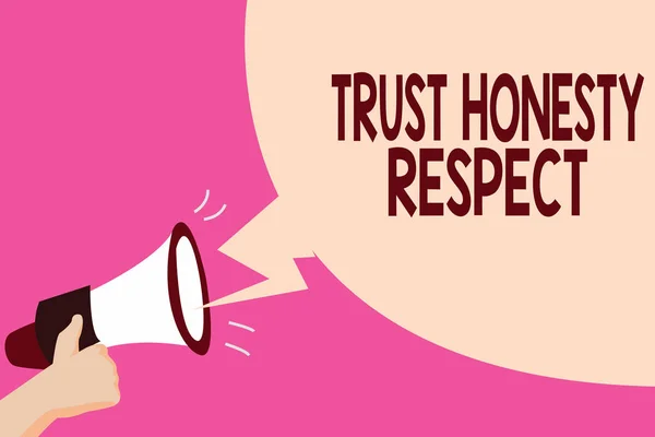 Het schrijven van nota vertrouwen eerlijkheid Respect te tonen. Zakelijke foto presentatie van respectabele Traits een Facet van goede morele karakter — Stockfoto