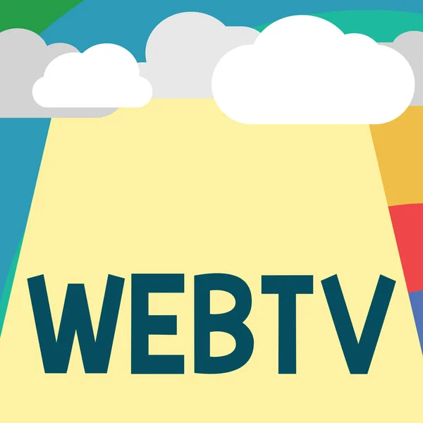 Szöveg jel bemutató Webtv. Fogalmi fénykép internetes átviteli programok előállított online és a hagyományos — Stock Fotó