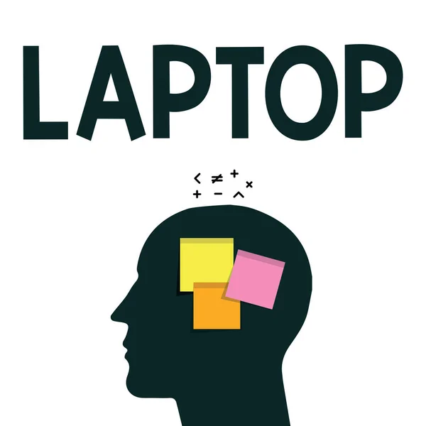 Szöveg írása Laptop szó. Üzleti koncepció, számítógép, hordozható és alkalmas utazás közben — Stock Fotó