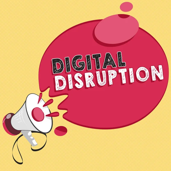 Word writing text Digital Disruption. Business concept for Changes that affect technology markets Product makeover