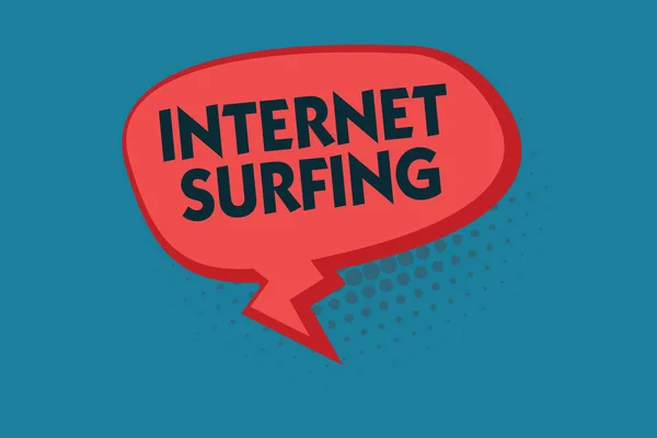 Nota de escrita mostrando Internet Surfing. Foto de negócios exibindo navegação em centenas de sites usando qualquer navegador instalado — Fotografia de Stock