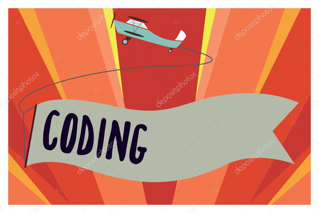 Conceptual hand writing showing Coding. Business photo showcasing assigning code to something for classification identification