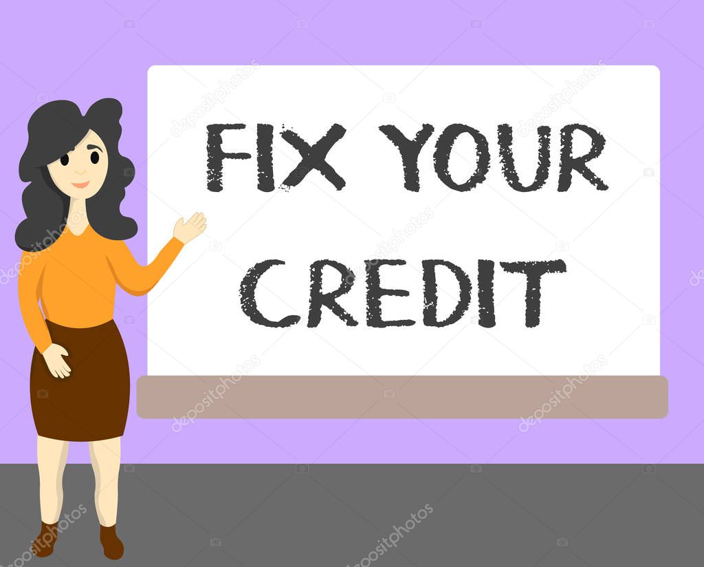 Word writing text Fix Your Credit. Business concept for Keep balances low on credit cards and other credit.