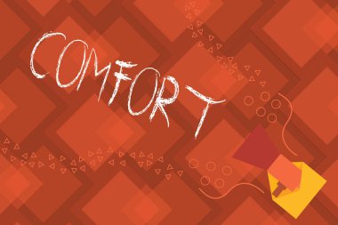 Kavramsal el Comfort gösterilen yazma. İş fotoğraf metin fiziksel kolaylığı özgürlük ağrı gevşeme dinlenme konforlu