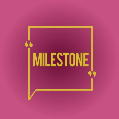 Kilometre taşı gösterilen Not yazma. Önemli aşama ya da bir şey, gelişmesinde olay vitrine iş fotoğraf