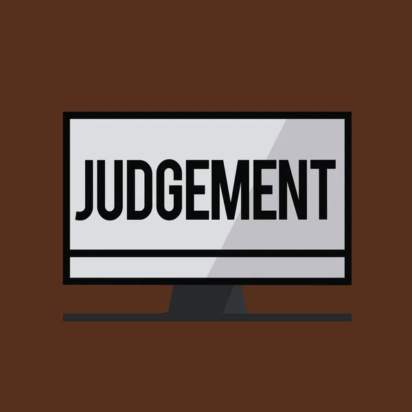 Conceptual hand writing showing Judgement. Business photo showcasing ability make considered decisions come to sensible conclusions — Stock Photo, Image