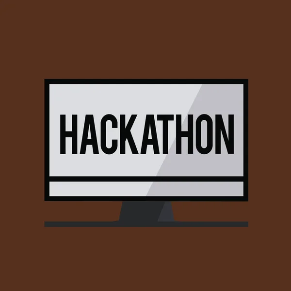 Scrittura concettuale a mano che mostra Hackathon. Business photo showcase evento in cui un gran numero di mostrare impegnarsi nella programmazione — Foto Stock