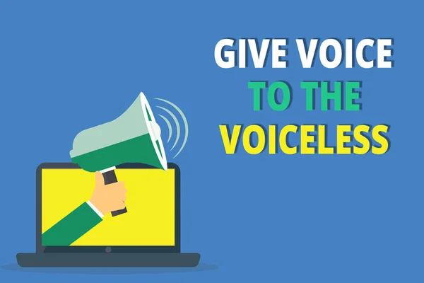 手書きテキスト書いて声に、無声に対して与えます。概念のに代わって話す意味、脆弱性を守る — ストック写真
