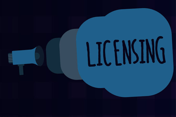 Text sign showing Licensing. Conceptual photo authorize the use perforanalysisce or release of something like car