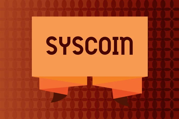 Написание рукописного текста Syscoin. Концепция, означающая криптовалютный символ Blockchain Digital currency Tradeable — стоковое фото