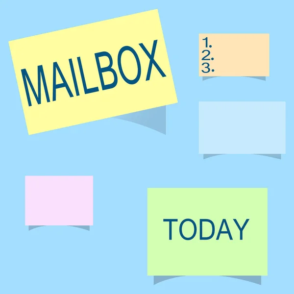 Palavra de texto de escrita Caixa de correio. Conceito de negócio para Box montado no correio onde o correio é entregue Arquivo de computador para e-mail — Fotografia de Stock