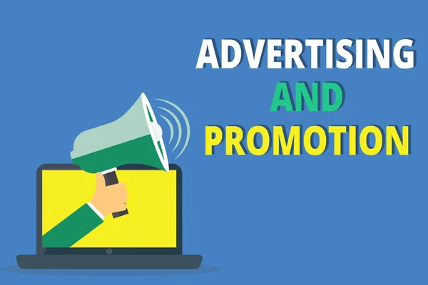 Reklam ve promosyon yazma el yazısı metin. Kontrollü ve etkinlik medya pazarlama ücretli anlam kavramı — Stok fotoğraf